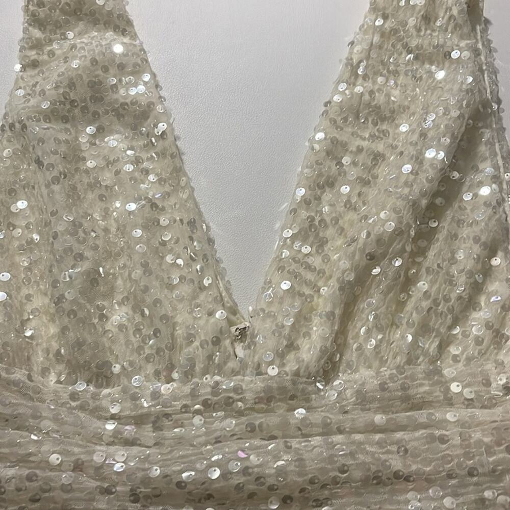 NEW Soieblu Off White Long Sequin Dress Women's Size Medium NWT - Picture 6 of 9